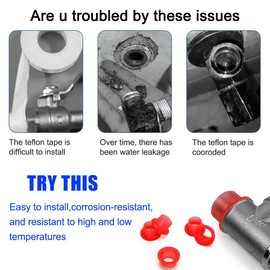 50PCS Leak-Proof Sealing Gasket for Faucet, Leak-Proof Silicone Plug for Faucet Triangle Valve, Silicone Washer to Prevent Leakage and Dripping Replaces Pipe Sealing Rings Teflon Tape (50PCS, Red)