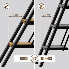 Mayi Plus 5 Step Ladder,Portable Step Ladder with Anti-Slip Wide Pedal,Aluminum Foldable Step Stool with Handrail,330lbs Capacity Stepladder for Home,Office,Library (Black Woodgrain)