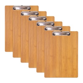 Wood Clipboards Set of 6, Letter Sice Clipboard 8.5x11, 9x12.5" 4.5mm High Density Fiberboard Sturdy and Strong Clip Board, Low Profile Clip for Office, School, Classroom Supplies, Hospital, Traveling