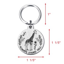 Alotozo Giraffe Keychain Gifts - Always Stand Tall Inspirational Gift for Women/Teens - Giraffe Charm Uplifting Gifts For Giraffes Lover Friends