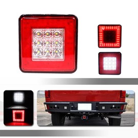 Tonsya 3 en 1 lente roja universal LED de transporte receptor de 2 pulgadas compatible con camión, SUV, RV, remolque, parachoques trasero, lámpara de conducción, cola de freno, luz de cubierta de