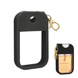 AIERSA Hand Sanitizer Spray Case Compatible with Touchland, Silicone Hand Sanitizer Case Holder with Keychain for Touch Land Mist Case 1FL. OZ (Black)