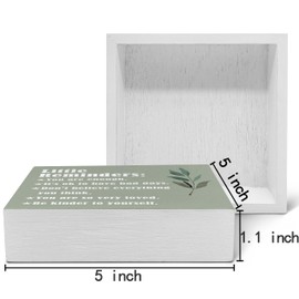 SRADMO Inspirational Little Reminders Wood Box Sign Desk Decor, Green Inspirational Desk Decor, Inspirational College Gifts Box Sign Decor for Office Home Dorm Desk Shelf Table Decorative Accessories