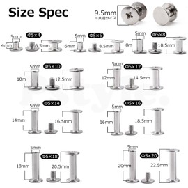 Pstyle. PST-102 Chicago Screw Combination Leather Craft Screws, Set of 20 (5x12mm)