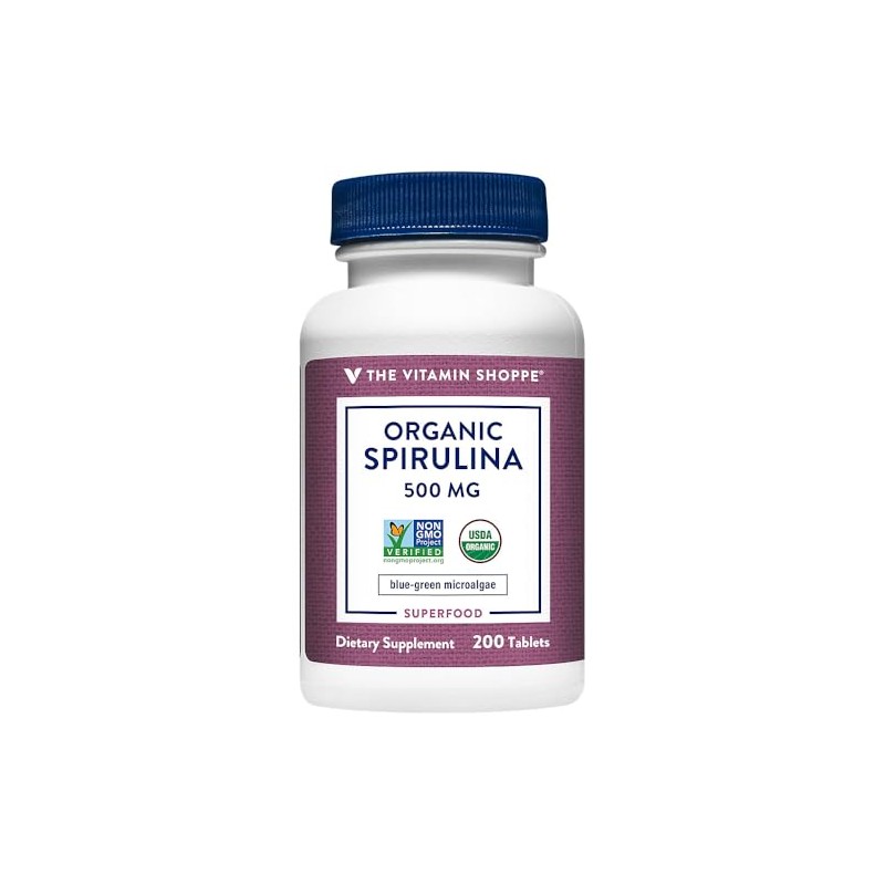 The Vitamin Shoppe Organic Spirulina Blue-Green Microalgae Superfood 500 (200