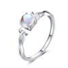 Qings Moonstone Infinity Ring Women's 925 Sterling Silver Rainbow Moonstone