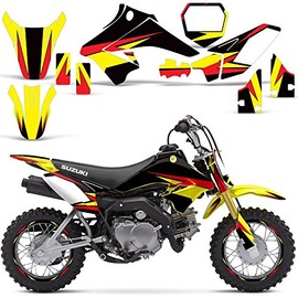 Wholesale Decals MX Dirt Bike Graphics kit Sticker Decal with Rim Trim and Number Plates Compatible with Suzuki DRZ 70 2015 - Bold Race