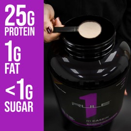 Rule 1 Proteins Rule One Proteins Casein - 25g Slow-Release Protein from Premium Micellar Casein for Sustained Amino Acid Delivery, Helps Keep Muscles Fed Overnight for Recovery (2 Pounds*, Chocolate Fudge)