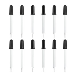 PATIKIL Eye Dropper, 12Pcs 1ml Glass Straight Tip Pipette Measured Dropper with Rubber Cap for Essential Oils, Lab Experiments, Clear and Black