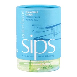 Grace Farms Chamomile Citrus Herbal Tea (16 Count Plastic-Free Premium Sachets) | Calming and Caffeine Free |Organic, Fair Trade and Kosher Certified | Gives Back 100% of Profits