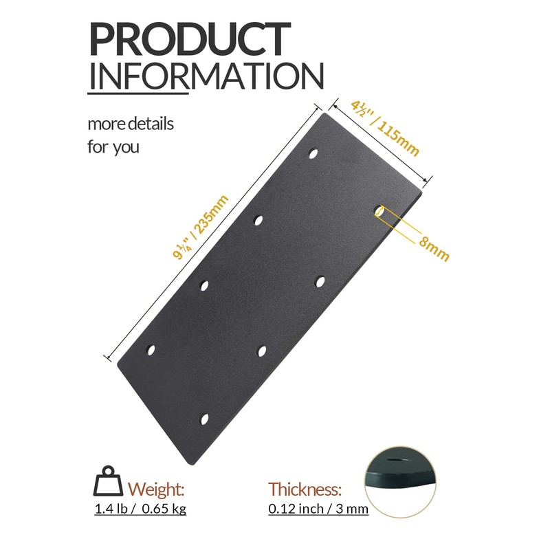 6 Pcs Heavy Duty Straight Mending Plate, 9.25" x 4.5"