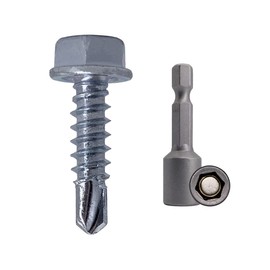 (Pack of 150 pcs) DIN 7504 K Zinc Plated Steel 4.2 x 16 mm Screws, Self-Drilling Sheet Metal Screw, Hex Washer Head, Self Tapping (150, 4.2 x 16 mm)