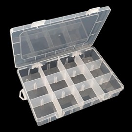 ZUFECY Fishing Tackle Box, 12 Clear Plastic Parts Organizer with Adjustable Dividers, Transparent Organizer Tray Organizers and Storage Box for Tackle Bead