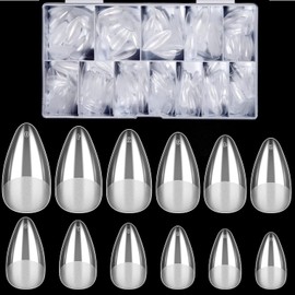 Soft Gel Nail Tips Medium Almond, 600 PCS Pre Buff Full Cover Shaped Nail Extenison Tips Half Matte Gel X Nail Tips Acrylic False Nail Tips