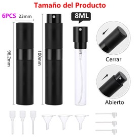 6PCS Mini Atomizador, Botellas Atomizadoras Rellenables, Atomizador Portátiles de Bolsillo Rellenables de Viaje 8ML, Diseño para Hombre y Mujer, Perfecto para Viajes, Trabajo y Uso Diario (Negro)