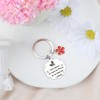 Stainless Steel Keyring with Red Flower Pendant, Thank You Teacher,