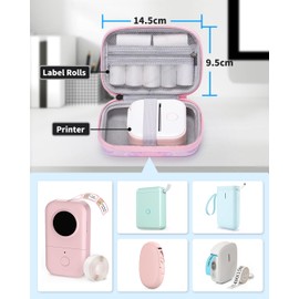 Memoking T02 Hard Storage Case - Compatible with Phomemo D30, SUPVAN E10, NIIMBOT D11, JADENS D110 and More, with Zipper Mesh Pocket, Waterproof Shockproof Case, Gradient Pink (Only Case)