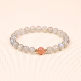 COAI Women’s Power Stone Bracelet, Made of Labradorite and Sunstone, For Prayer, Wishing, Healing, and Good Luck