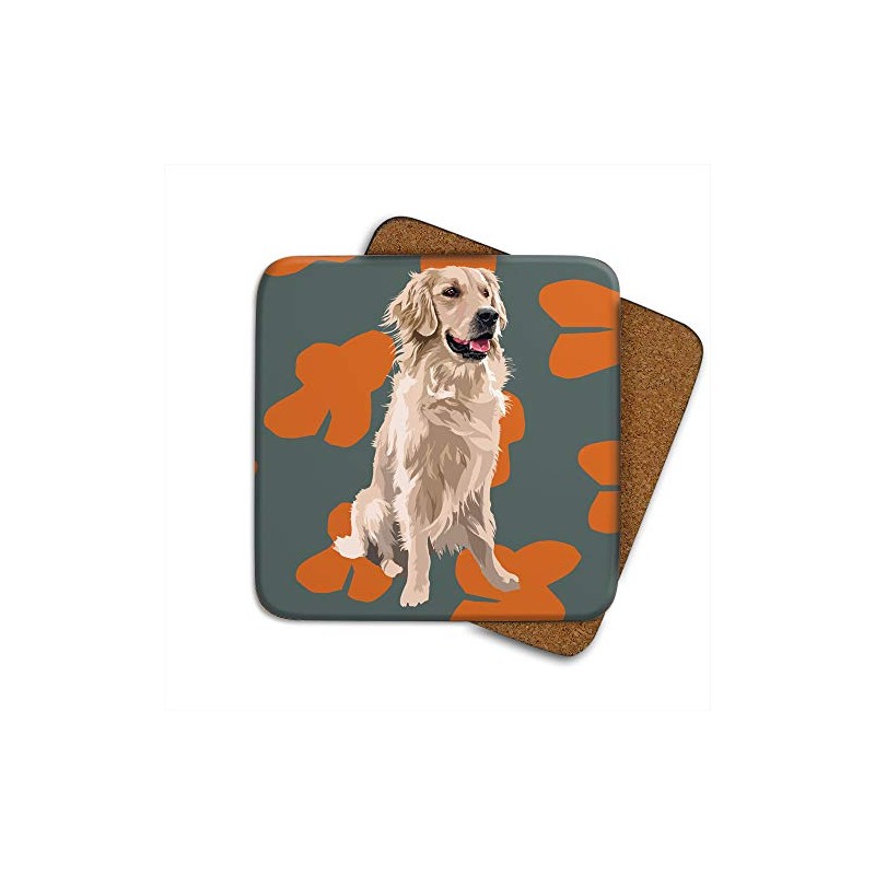 Golden Retriever Coaster Set by Artist Leslie Gerry - Set