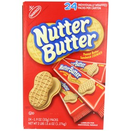 Nabisco Nutter Butter Sandwich Cookies, Peanut, 24 Count