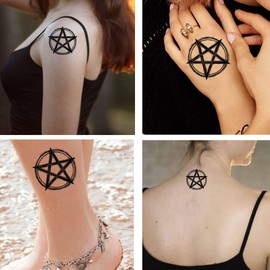 Dopetattoo 6 Sheets Temporary Tattoos Pentagram Pentacle Symbol Temporary tattoo Neck Arm Chest for Women Men Adults