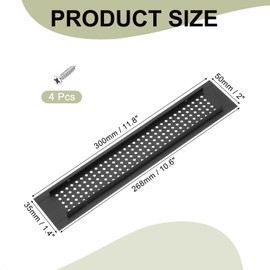 PATIKIL 12 x 2 Inch Door Air Vent Cover, Aluminum Grille Ventilation Cover Louvered Diamond Hole with Mounting Screws for Cabinet Wardrobe Door, Black