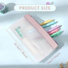 Taicols Pack of 4 Transparent Pencil Case, Super Soft TPU Pencil Case with Zip, Transparent Make Up Bag, Waterproof, Small Fresh Stationery Storage Bag, Green, pink, beige, blue, Minimalist, modern