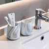 2Pcs Toothbrush Holder for Bathroom - Marble Blue Ceramic Tooth