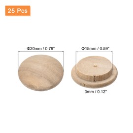 sourcing map Wooden Plugs, 25 Pieces 20 x 15 mm - Beech Wood Button Plugs, Screw Hole Covers, Decorative Wood Cover for Stair Chairs, Furniture and Woodwork