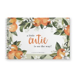 Canopy Street Hardcover Little Cutie Baby Shower Guestbook / 120 Lined Guest Signature Pages Inside / 5.5" x 8.5" Landscape Lay Flat Gender Neutral Guest Book/White Metal Spiral Binding