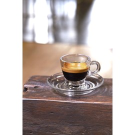 Cuisivin Caffé Collection Espresso 2.5 oz Cup and Saucer-gift box set (2 cups + 2 saucers) Drinkware Cups With Saucers, Clear