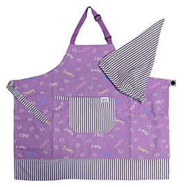 [Gokigenmei to] nyanderful Nyanderful Children's Apron & Triangle Bandana Set Purple Navy S M Children School Lunch Duty Cooking Practice Unisex 1706, purple