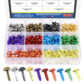 Glarks 1000Pcs 10 Colors Paper Fasteners Brads Metal Mini Brads Assortment Kit 400Pcs 8x15mm Mushroom Head Brads and 600Pcs 8x14mm Round Head Brads for School Classroom Scrapbooking Paper Crafts