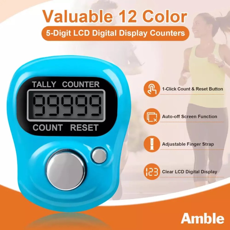 Ambel 앰블 12팩 전자 핑거 카운터 5자리 LCD 디지털 디스플레이