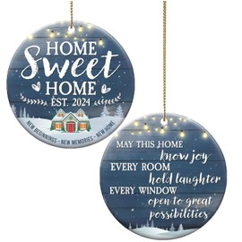 New Home Ornament 2024 - First Christmas in Our New Home Ceramic Ornament - New Home Gift for Couple, Friend - Housewarming Gift Ideas Presents for Women - First Home Ornament Christmas 2024