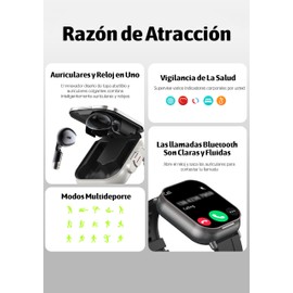 Smartwatch, Reloj Inteligente con Auriculares, Reloj Inteligente Smartwatch Presion Arterial Monitor Pulser, Pantalla Táctil Completa Impermeable IP68, con Pulsómetro, Sueño, GPS (Correa de Acero)