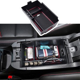 EDBETOS Center Console Organizer Compatible with Chevy Equinox Accessories 2018 2019 2020 2021 2022 2023 2024 Insert Tray Interior Secondary Armrest Storage Box ABS, Red