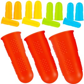 PACKOVE 15pcs Silicone Finger Protectors Reusable Finger Caps and Colors for Sewing Crafting Ironing and Needlework and Easy to Clean