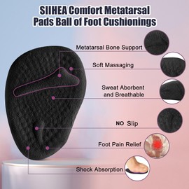 SIIHEA Metatarsal Pads Ball of Foot Cushions, Heel Inserts for Women, Foot Pain High Heel Comfort Shoe Filler, Heel Pads Grips for Shoe Too Big, Loose Shoes, Blisters (Black)