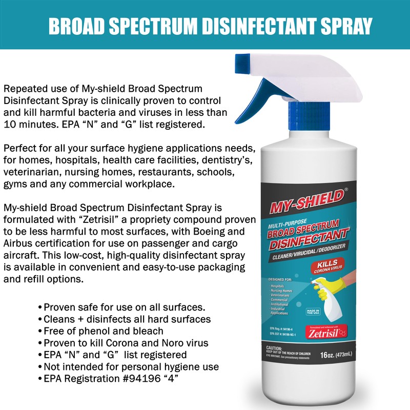 My-Shield Broad Spectrum Disinfectant (16oz Bottle, 2-pack)