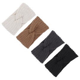 TIOSRU Winter Headbands for Women, 4 PCS Ear Warmers for Women Ear Warmer Headband Thick Knit Headband Crochet Headbands Fashion Cold Weather Gear for Women Girls Ear Muffs for Winter