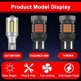 FAXCARS 6PCS Super Bright LED Tail Light Kits for Honda Accord 2013-2017 Back Up + Brake/Tail + Rear Turn Signal Light Bulb Combo, Built In Resistor With Turbo Fan Anti Hyper Flash