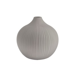 Storefactory - Vase, Flower Vase - Frog Jaws - Ceramic - Ribbed - Colour: Light Grey - Dimensions (Diameter x Height) 20 x 20 cm - Size: Large