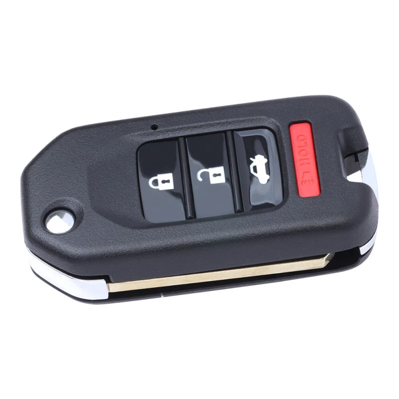 KEYECU Upgraded Uncut Flip Remote Key Shell Case 4Button for