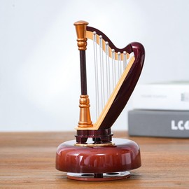 Snblzhef Literary and Classical Style Rotating Music Box Music Box Desktop Ornaments Birthday Gift Music Lover,Harp