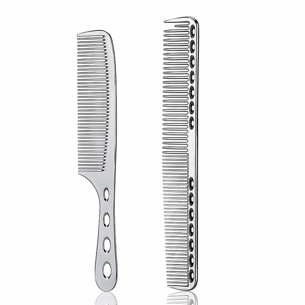 GMYIAK Hairdressing Comb Set, 2 pcs Metal Salon Combs, Heat