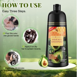 Chestnut Brown Hair Dye Shampoo 3 in 1 for Women & Men 100% Gray Hair Coverage - Herbal Ingredients Natural Plant Hair Color - Hair Dye in Minutes 500ML