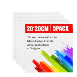 5 Pcs bastidores para pintar,(20x20cm) lienzos para pintar,canvas para pintar 100% algodón,libre de ácidos,para Artistas Profesionales, Aficionados y Principiantes (5)