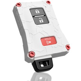 Tacoma Accessories Key Fob Case Cover Upgrade- for Toyota Tacoma 16-23 3rd Gen - Tundra and 4Runner 20-21 3rd Gen Accessories - Fits Keyless Remote Check Fitment USA Made (White, Red Screws)