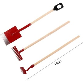 3Pcs/Set Miniature Garden Tools 1:12 Mini Shovels and Rake Farm Tools Fairy Garden Dollhouse Accessories Small Ornament Resin Model (Black)